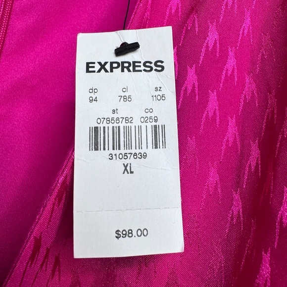 🆕 Express Women Pink V Neck Open Front Faux Wrap Knotted Waist Hi-Lo Maxi Dress - Picture 4 of 7